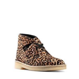 NWB Clarks Originals Desert Boots Leopard Print Pony Hair Women's US 7